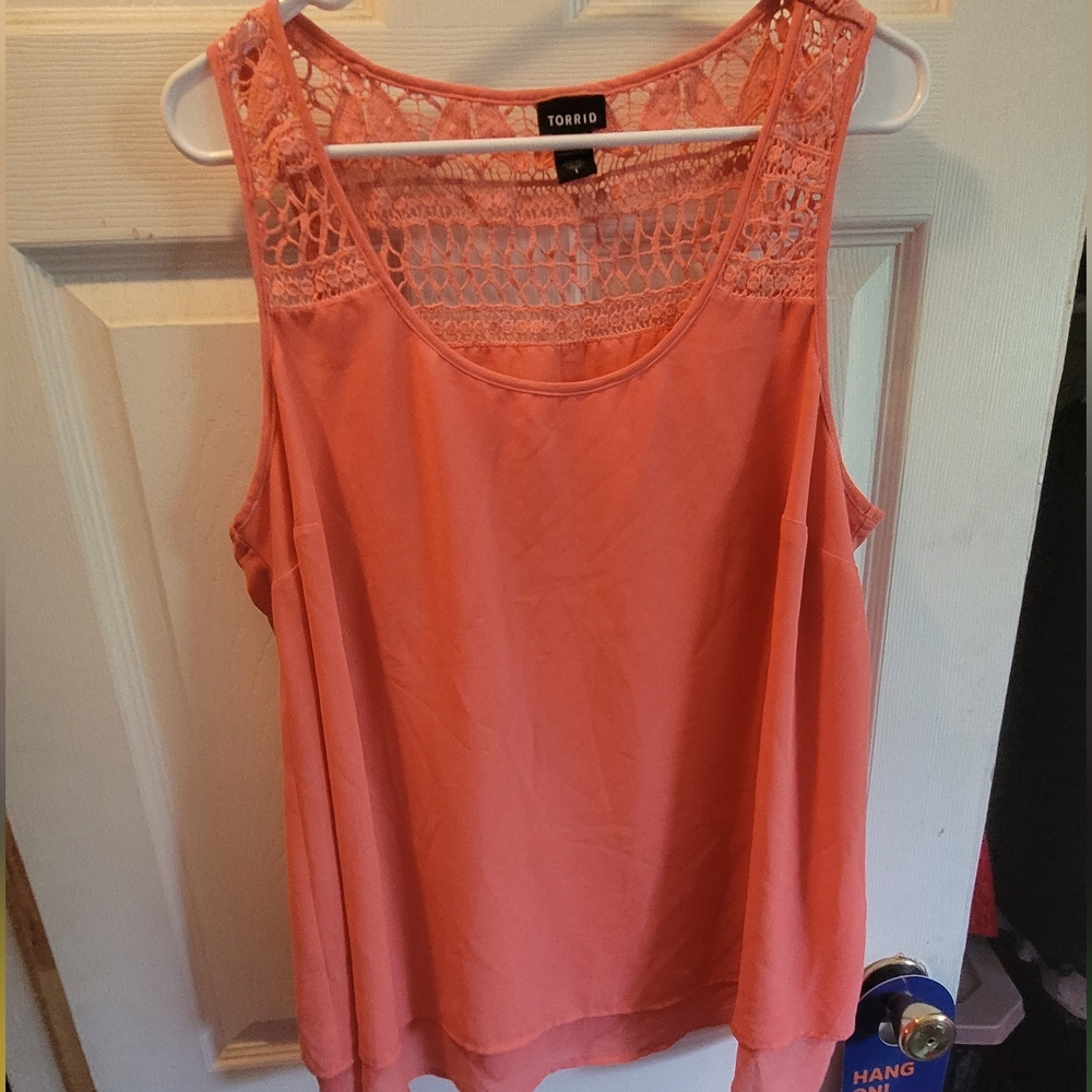 Torrid Coral Lace Detail Women's Top